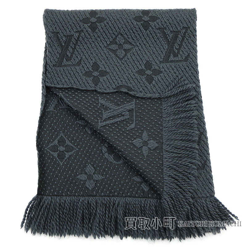 マフラーモノグラム柄ロゴ黒グレーリバーシブルLV ノベルティ新品