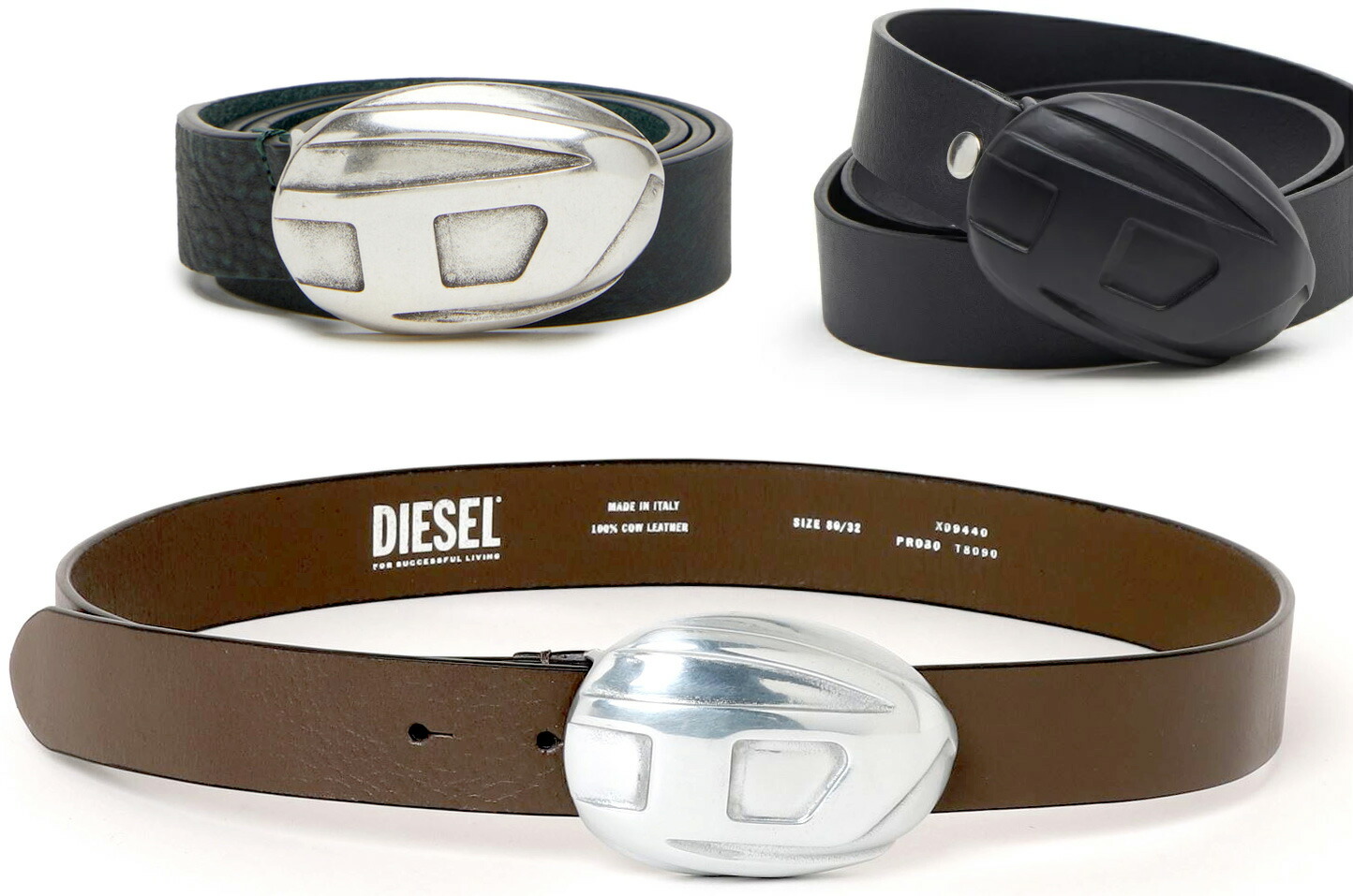 楽天市場】DIESEL ディーゼルメンズ レザーベルトメタルプラークDロゴ