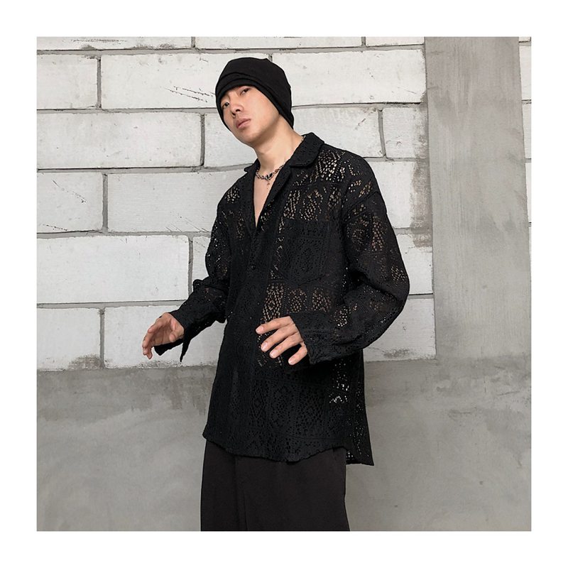 楽天市場】シースルーシャツ 長袖 メンズ 開襟シャツ ブラウス 花柄 春