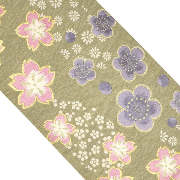 楽天市場】振袖 帯「山葵色 梅に桜」日本製 西陣織 西陣織証紙番号 No