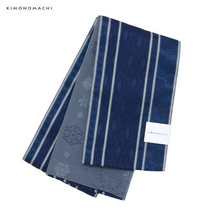 楽天市場】浴衣 帯 半幅帯 単品「雪と菱格子 青藍」大人 小袋帯