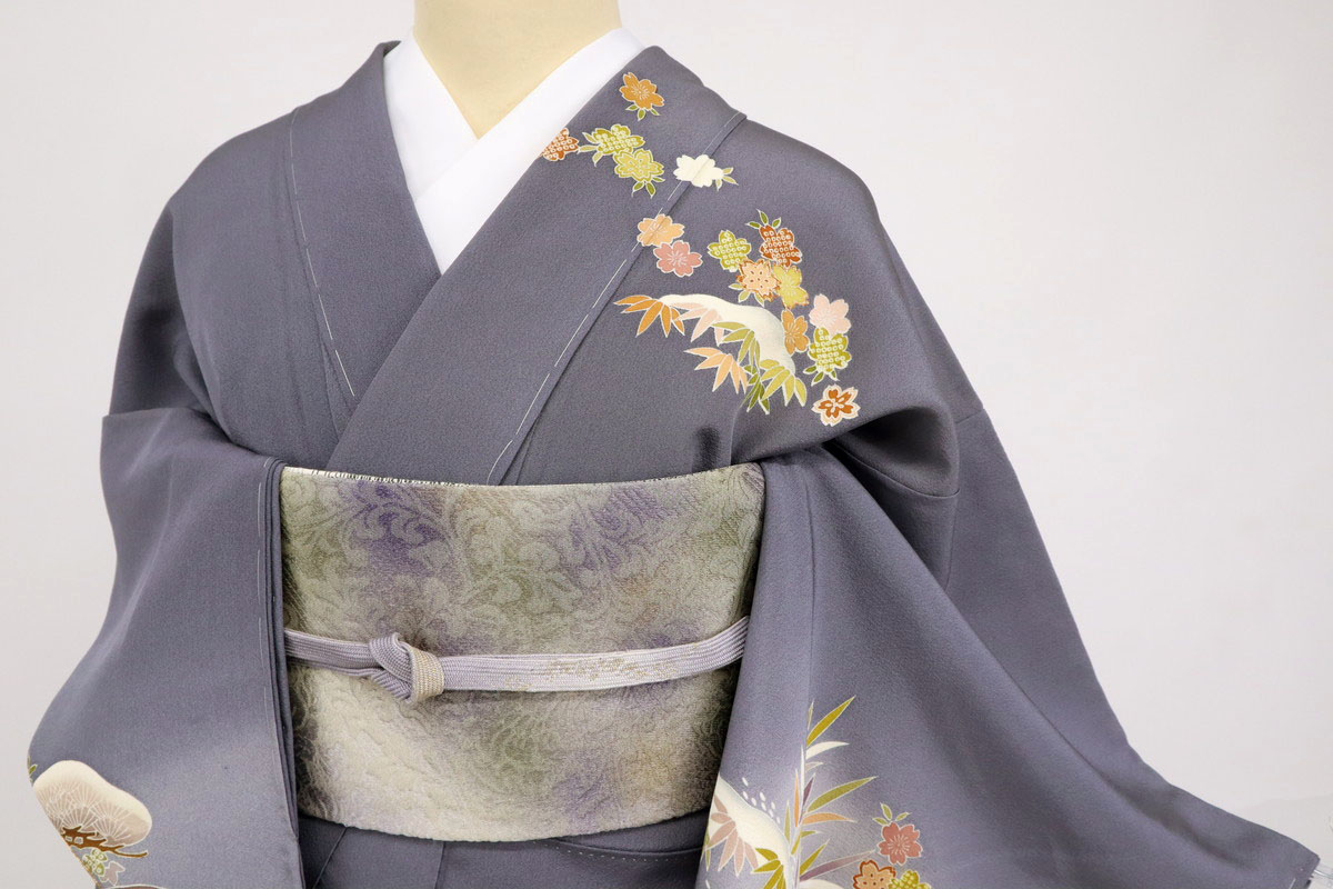 楽天市場】【中古】絢爛豪華 訪問着 御所解き文松竹梅 落款有 丼鼠色