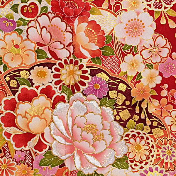 楽天市場】【成人式 振袖 レンタル】RS1536 正絹 赤 雲取り流水牡丹