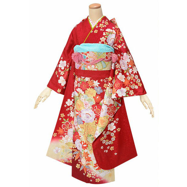 楽天市場】【成人式 振袖 レンタル】RS1802 正絹 赤 熨斗に菊桜フル