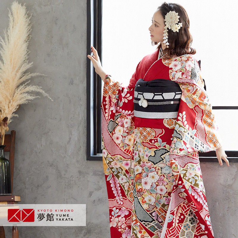 楽天市場】【振袖 レンタル】 結婚式 結納R1244 正絹 赤 雲取熨斗に