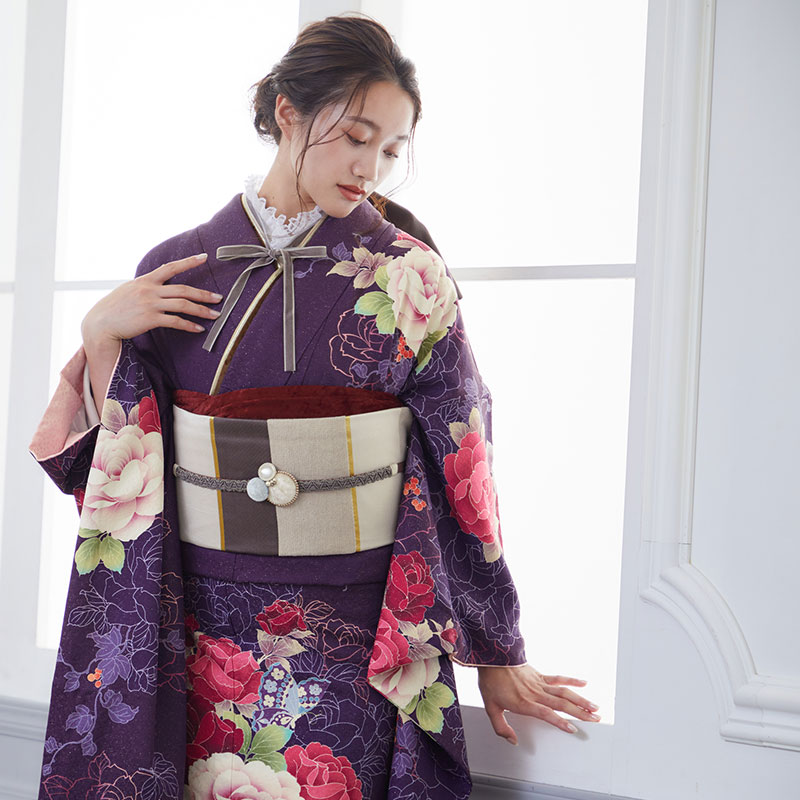 楽天市場】【成人式 振袖 レンタル】RS1308 正絹 紫 クラシックローズ