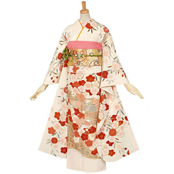 楽天市場】【成人式 振袖 レンタル】RS709 正絹 白 枝垂れ菊梅に水鳥