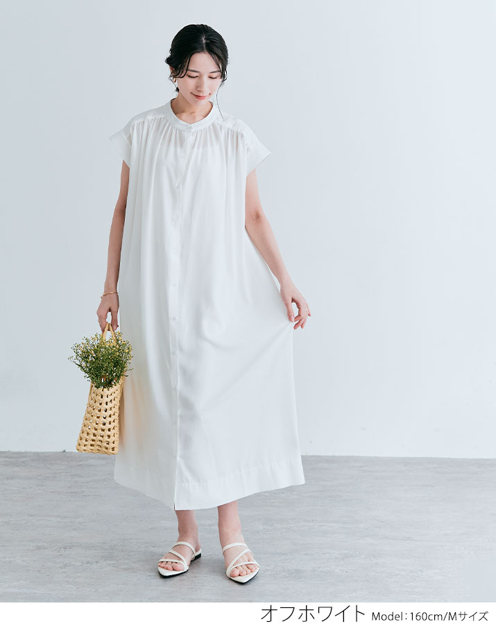 楽天市場】ワンピース《フレンチスリーブギャザーワンピース 全5色 2