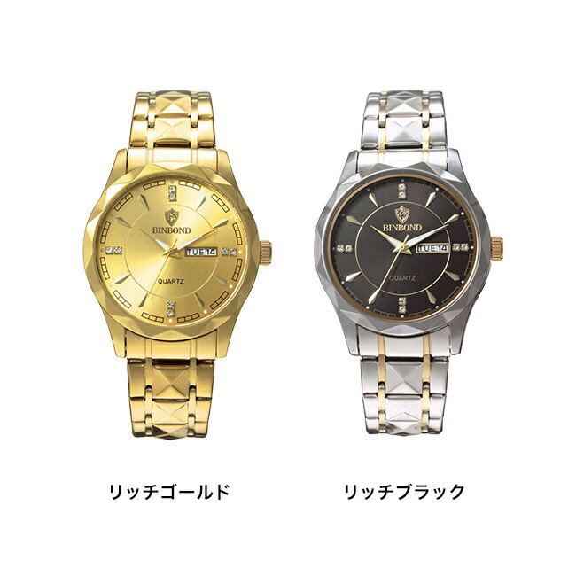 楽天市場】手元キラリ！クォーツ時計[メンズ クォーツ 腕時計 ゴールド