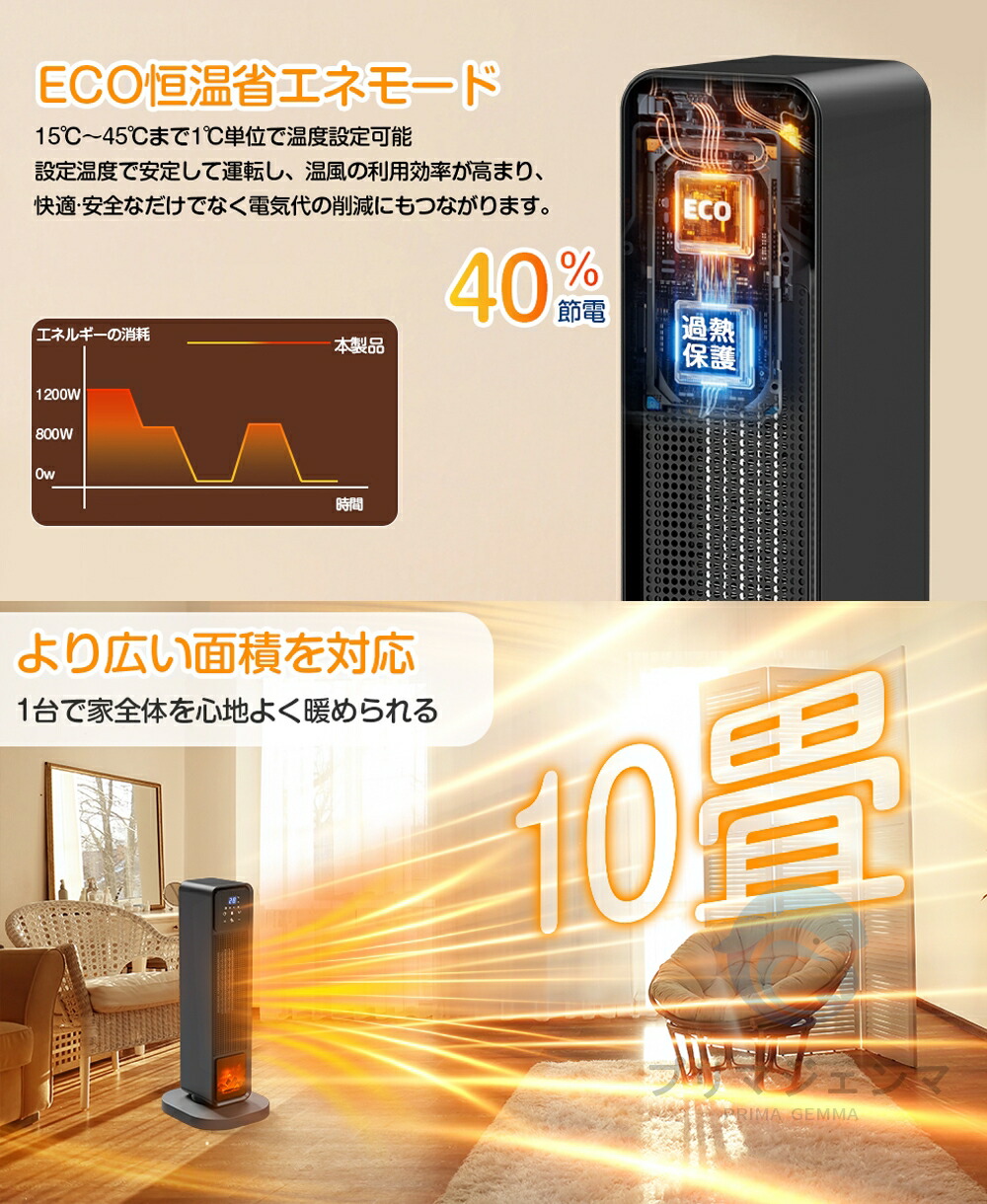 楽天市場】セラミックヒーター 【2S速暖 ECO知能恒温 省エネ】 70°首
