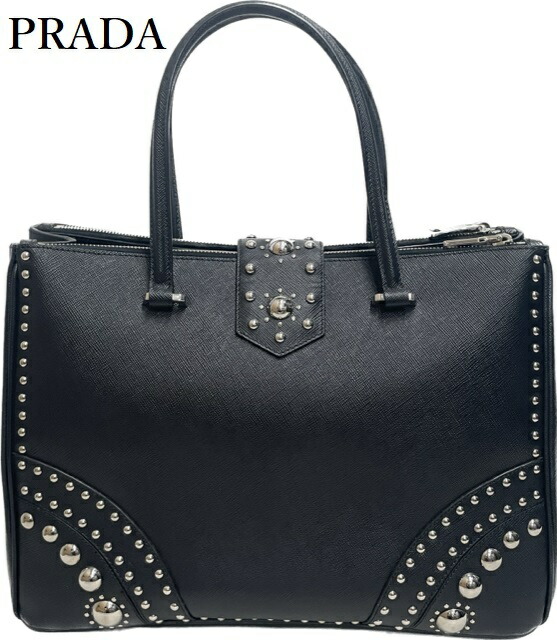 楽天市場】プラダ【PRADA】ハンドバッグ シルバースタッズ レザー