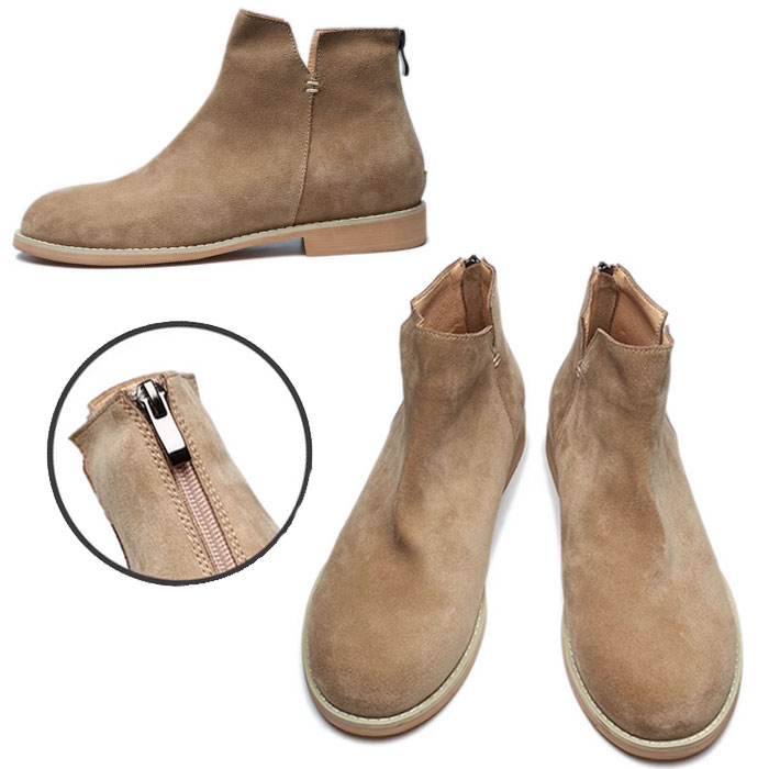 楽天市場】ブーツ メンズショート ブーツ バックジッパー スエード 本
