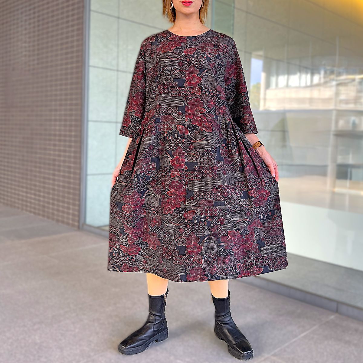 楽天市場】【古布リメイクワンピース】1点物創作服ミセス40代50代