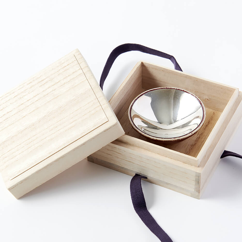 銀製 湯器 お猪口 木箱付き 夫婦湯呑み シルバー アンティーク 銀製 湯