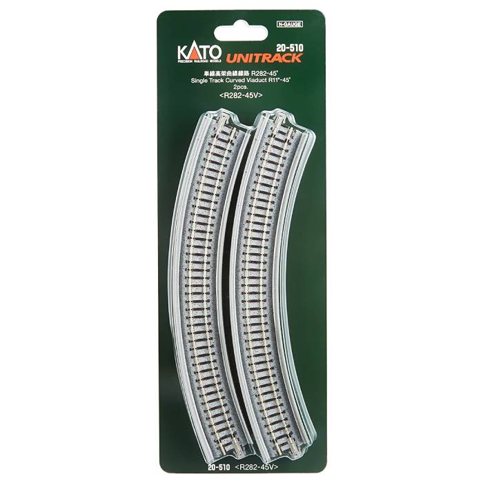 楽天市場】Nゲージ 単線高架線路 曲線 R282-45 鉄道模型 レール