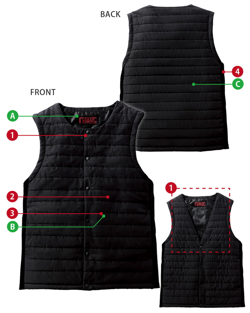 楽天市場】FEVER GEAR 電熱インナーベスト FGA20010 自重堂 【秋冬