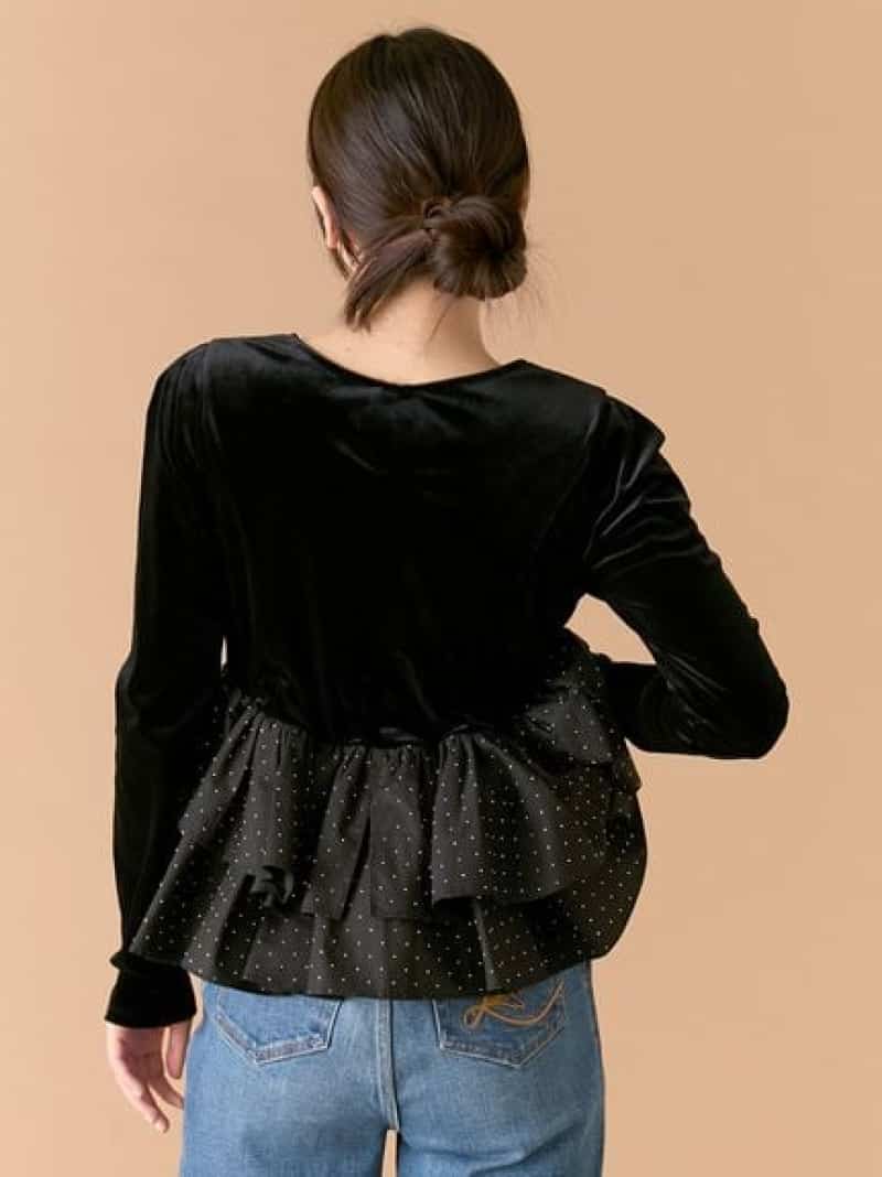 楽天市場】ベロアペプラムフリルトップス LILY BROWN リリーブラウン