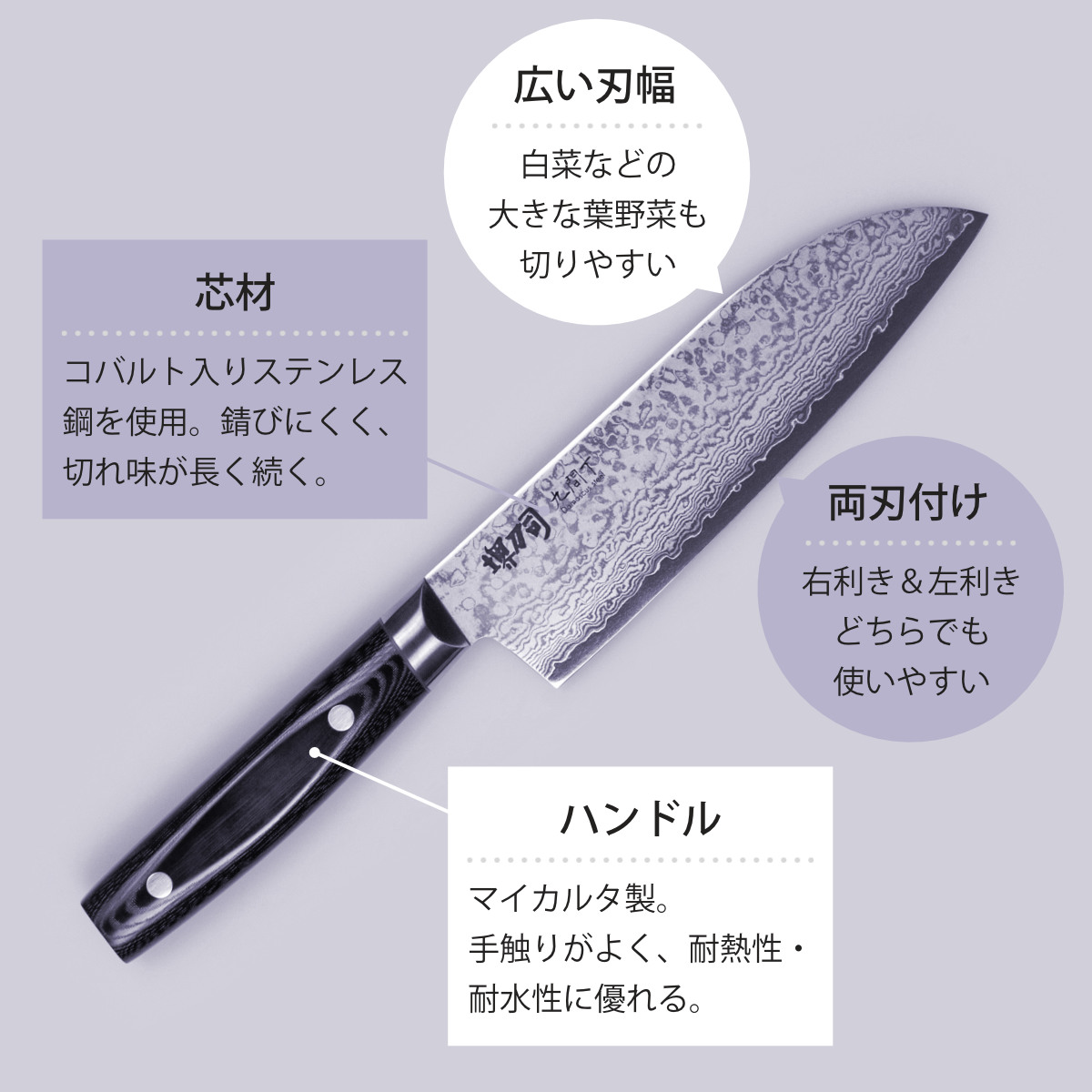 楽天市場】三徳包丁 17cm 九間丁 ダマスカス鋼割込 黒マイカルタ 堺刀