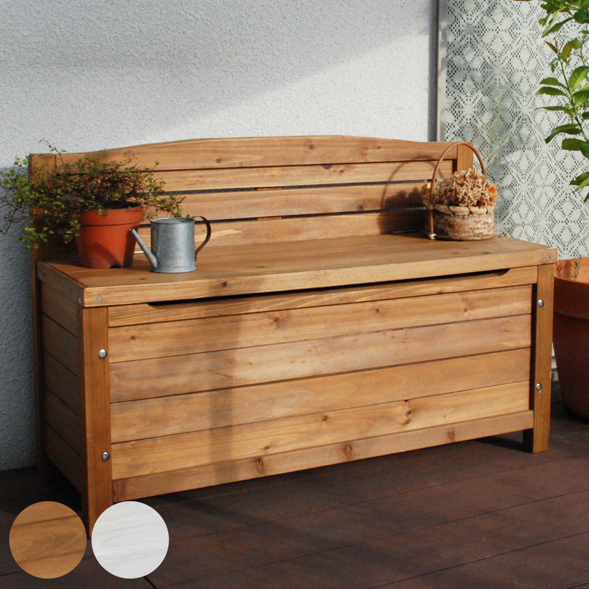 楽天市場】収納ボックス ベンチストッカー 天然木 （ ガーデンベンチ