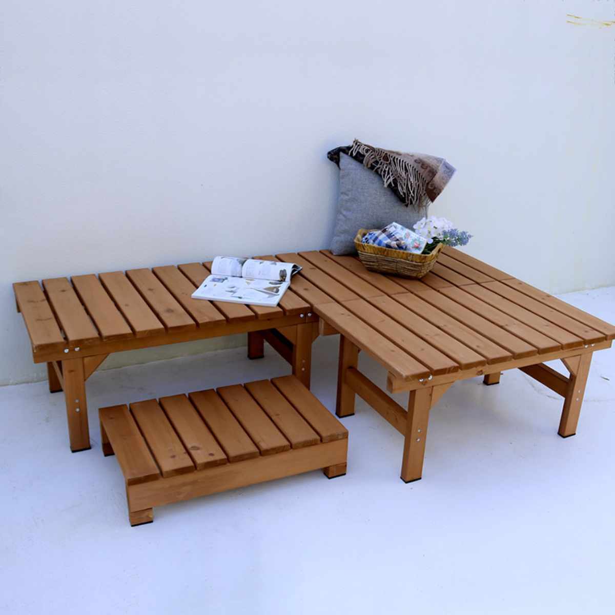 楽天市場】ユニット縁台ベンチ hiyori 連結3点セット 幅174×奥行55cm