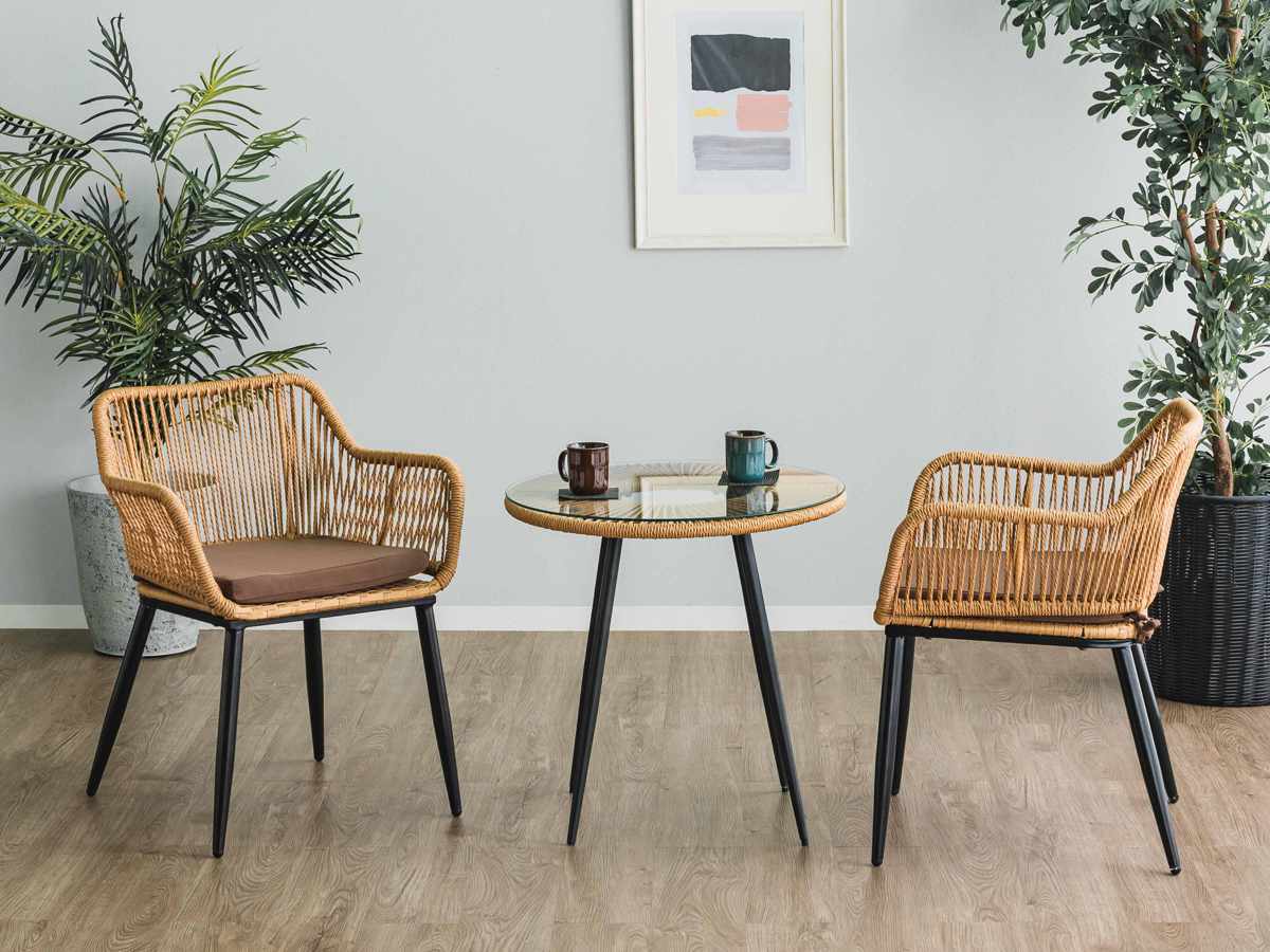 楽天市場】サイドテーブル 直径60cm ラタン調 ガラス マーレ