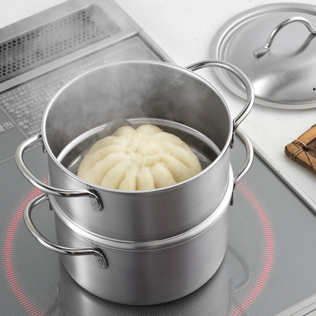 楽天市場】両手鍋 14cm IH対応 2段蒸し器付き ステンレス製 郷技 日本