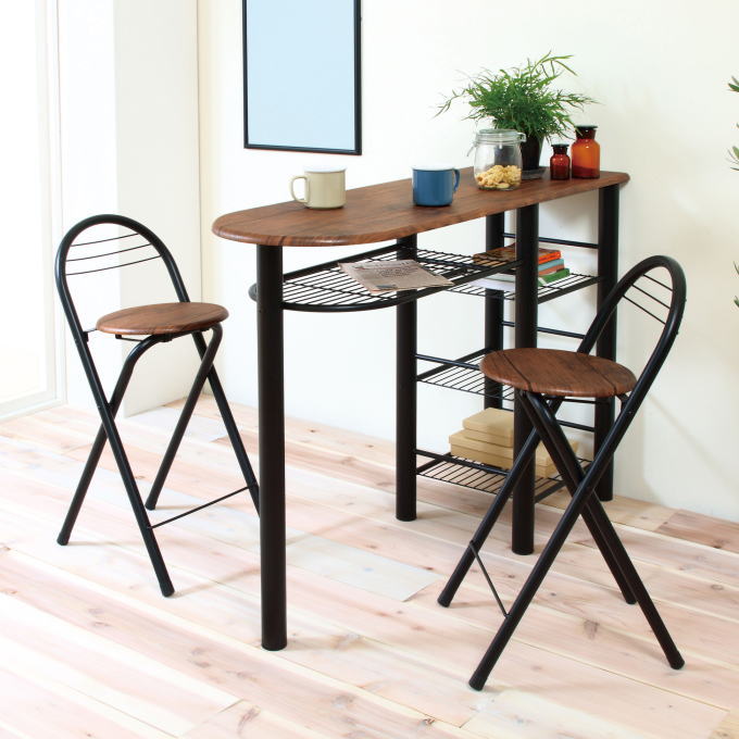 楽天市場】カウンター テーブル チェア 3点 セット 収納 折りたたみ