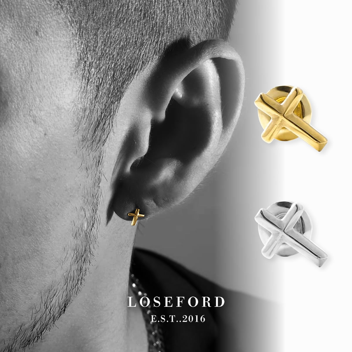 楽天市場】【LOSE FORD 公式】 316L クロスピアス 十字架 クロス