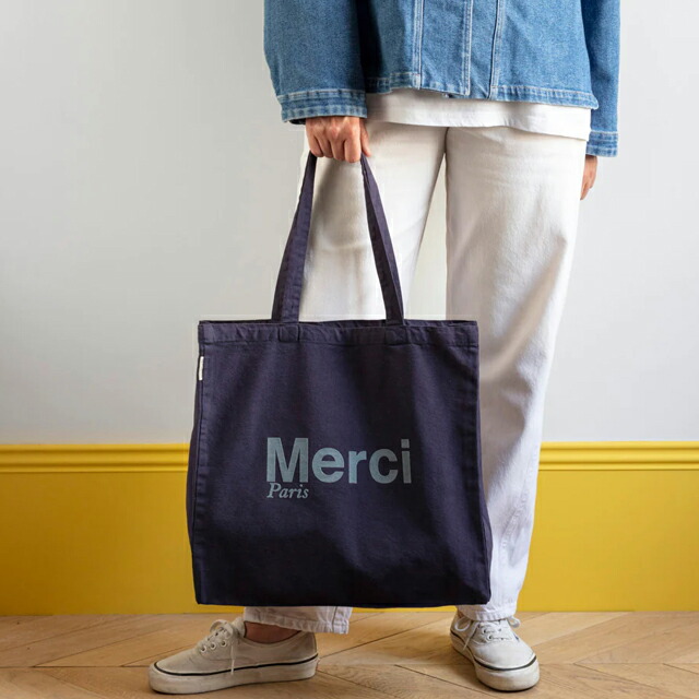 楽天市場】日本未発売【パリ直輸入】Merci cotton Tote Bag - Navy