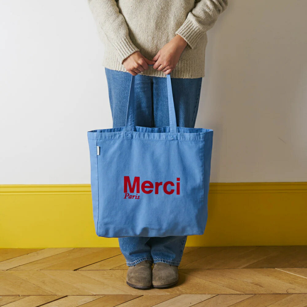 楽天市場】日本未発売【パリ直輸入】Merci cotton Tote Bag - Blue