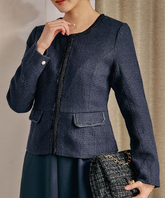 楽天市場】クーポンで最大30％OFF□ ノーカラージャケット 春 ツイード