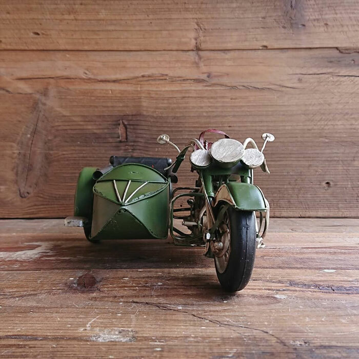楽天市場】サイドカー オートバイ バイク 置物 レトロ ブリキ 細工