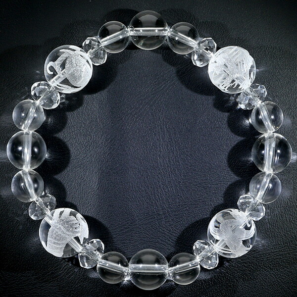 楽天市場】四神 手彫り 水晶 カット水晶 ブレスレット 12mm 17.5cm