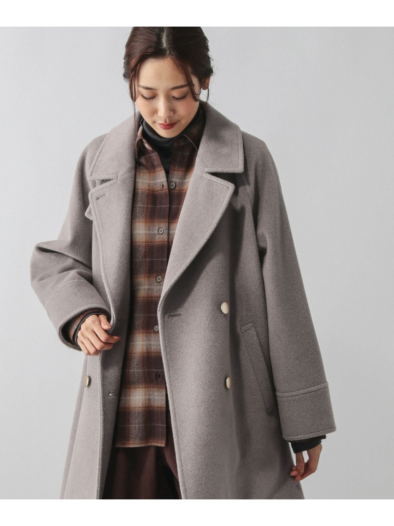 GLOBALWORK ミドルコート グレーミニヘリンボーン グローバルワーク