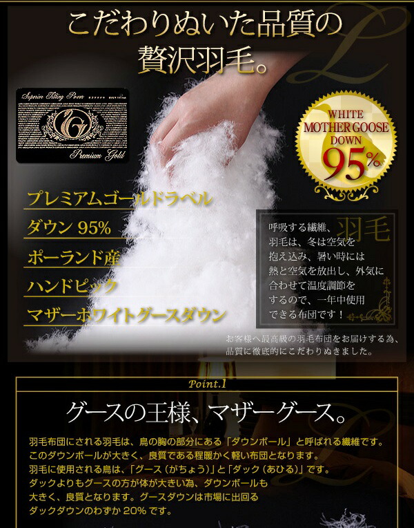 楽天市場】ハンドピックポーランド産マザーグースダウン 羽毛布団