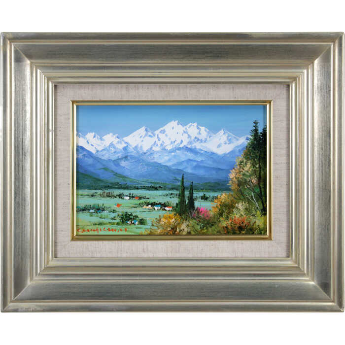 楽天市場】絵画 水口新一 油絵・油彩画 『穂高連峰』 家 山 自然 雪