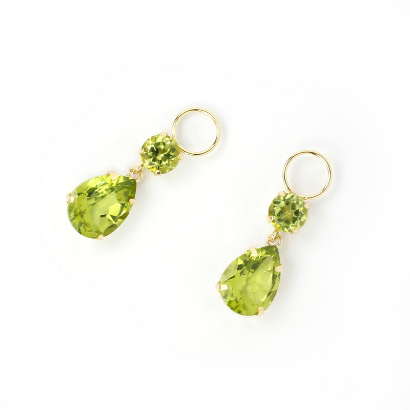 楽天市場】K18 2.2ct ペリドット チャーム ペアシェイプ ワンペア