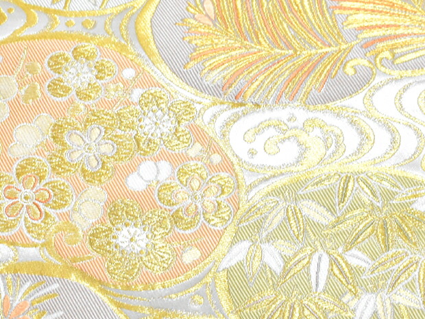 楽天市場】シルバー 西陣織 藤原謹製 正絹 高級袋帯 光琳寿文【お仕立