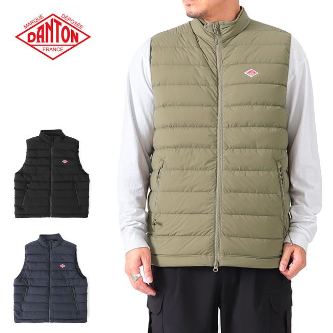 楽天市場】DANTON ダントン ミドル丈 スタンドカラー ダウンベスト DT