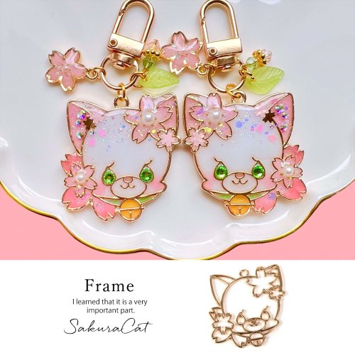 楽天市場】【空枠】レジン枠 フレーム さくらの花飾りネコ 桜 フラワー