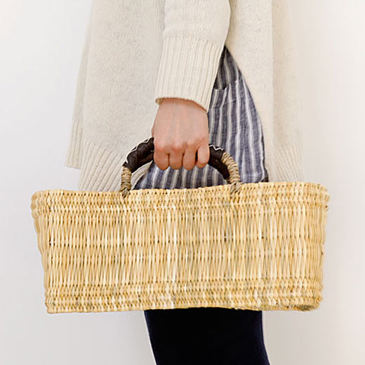 楽天市場】松野屋 ストロー革手横長カゴ M モロッコ バスケット 収納