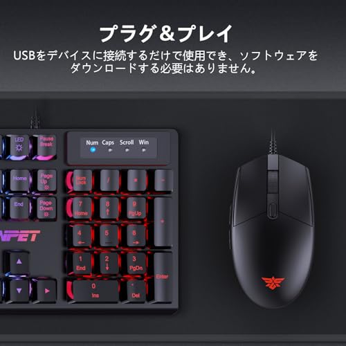 楽天市場】NPET キーボード マウス セット ゲーミング LED バック