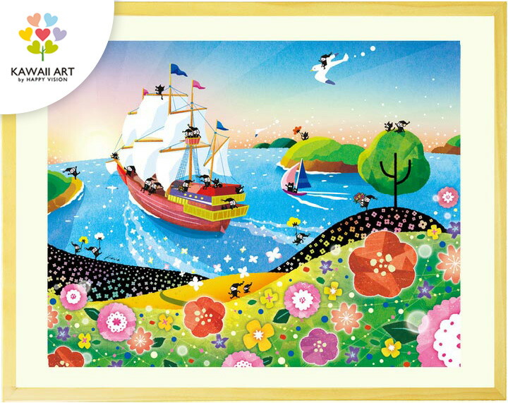 油彩画 Tuan 船と風景の絵画 フレーム付き 油彩画 Tuan 船と風景