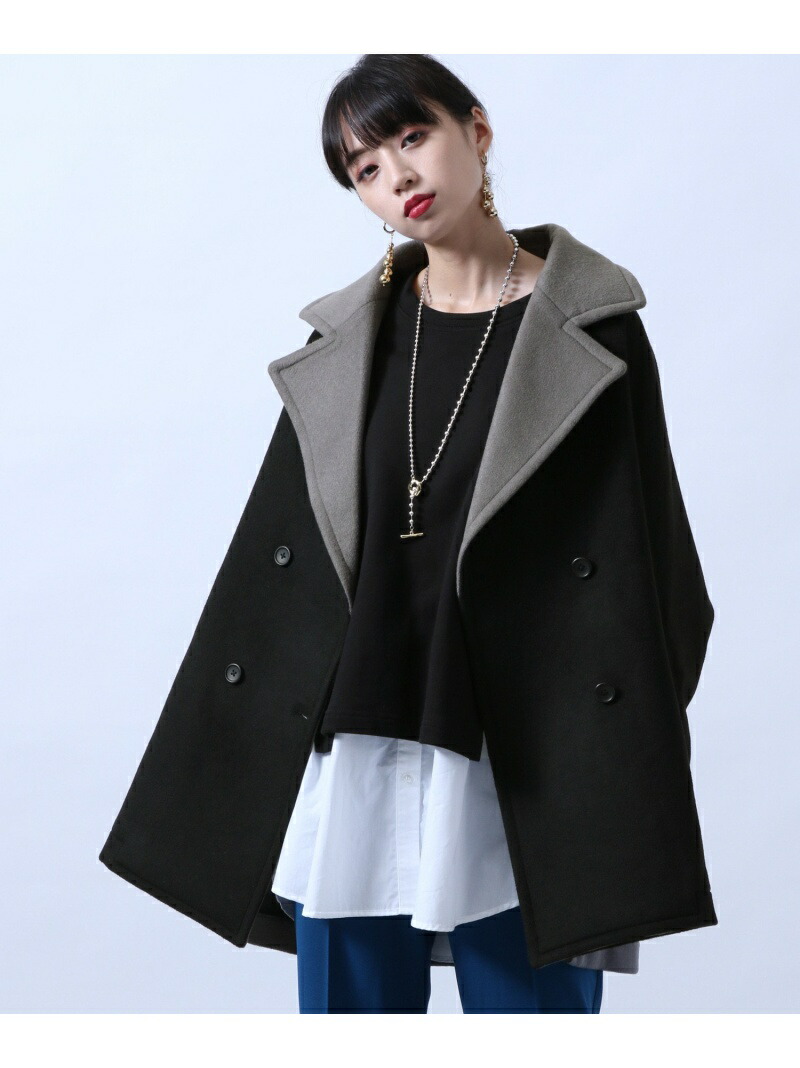 楽天市場】(W)バイカラーPコート HARE ハレ ジャケット・アウター