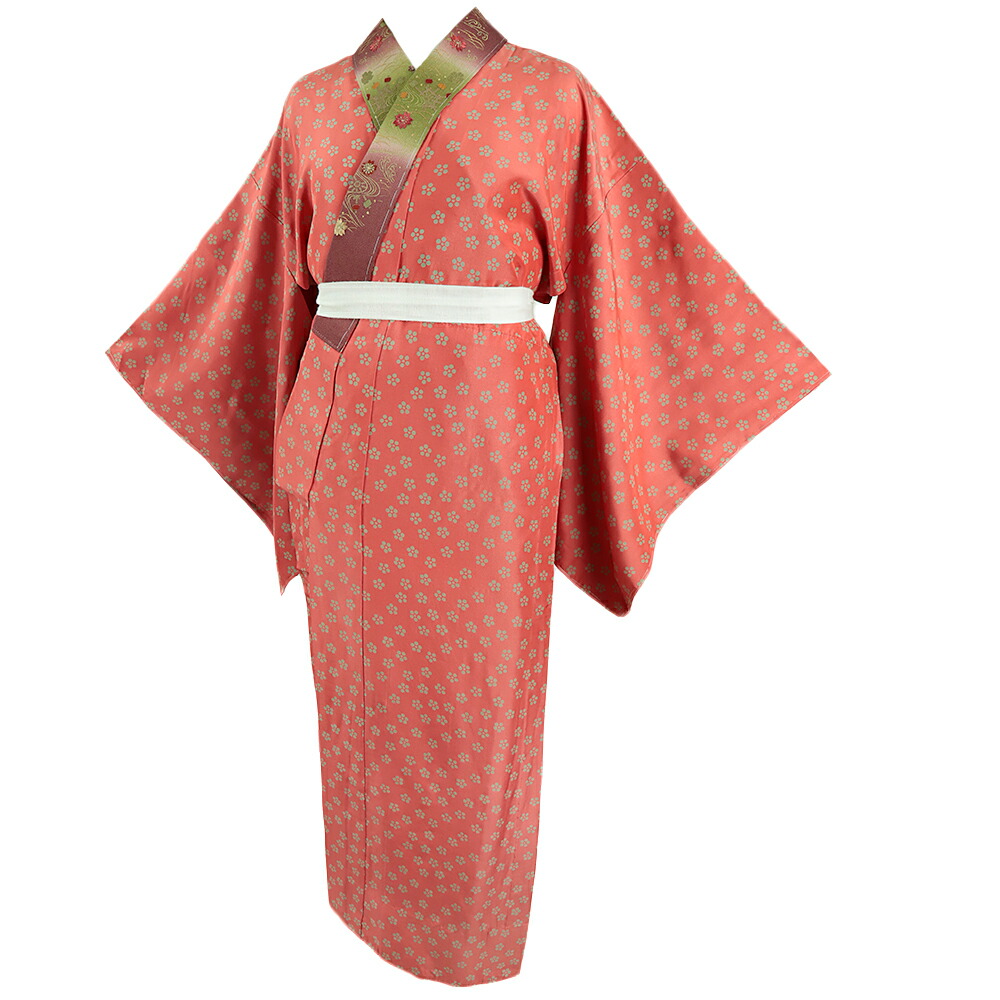 楽天市場】【 中古 】 長襦袢 正絹 唐織 朱色 梅鉢 桜 流水 観世水 芝