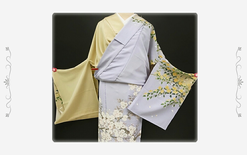 楽天市場】訪問着 正絹 未仕立て 秀美 手描友禅 桜に山吹 優美な訪問着