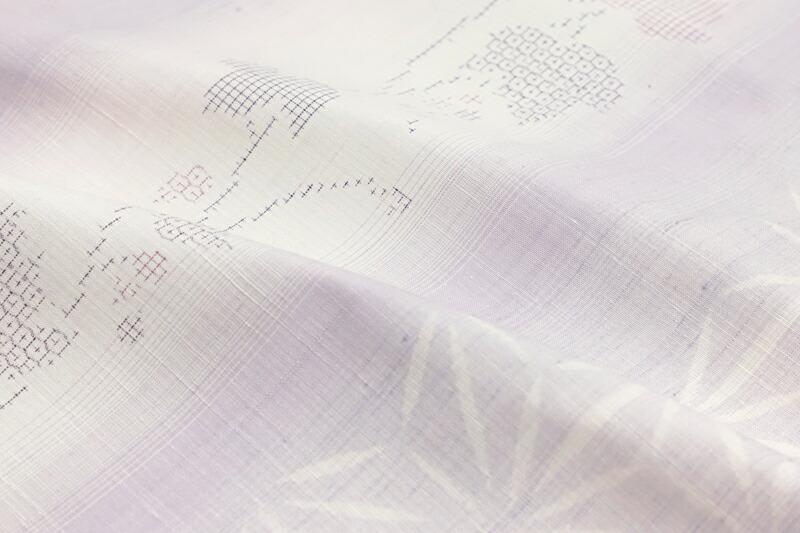 楽天市場】結城紬 紬 結城織物 正絹 紫 薄紫 白 麻の葉 唐草 立涌 絣