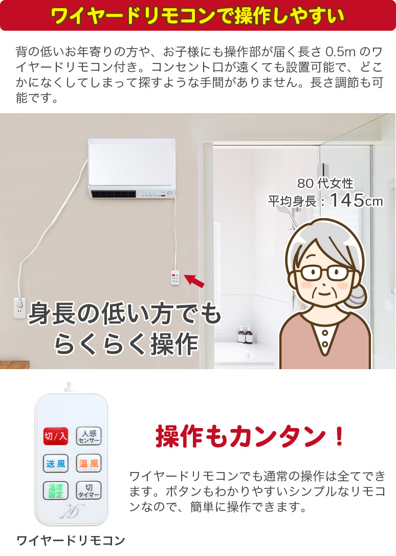 楽天市場】人感センサー搭載 脱衣所ヒーター ワイドスリム 壁掛け
