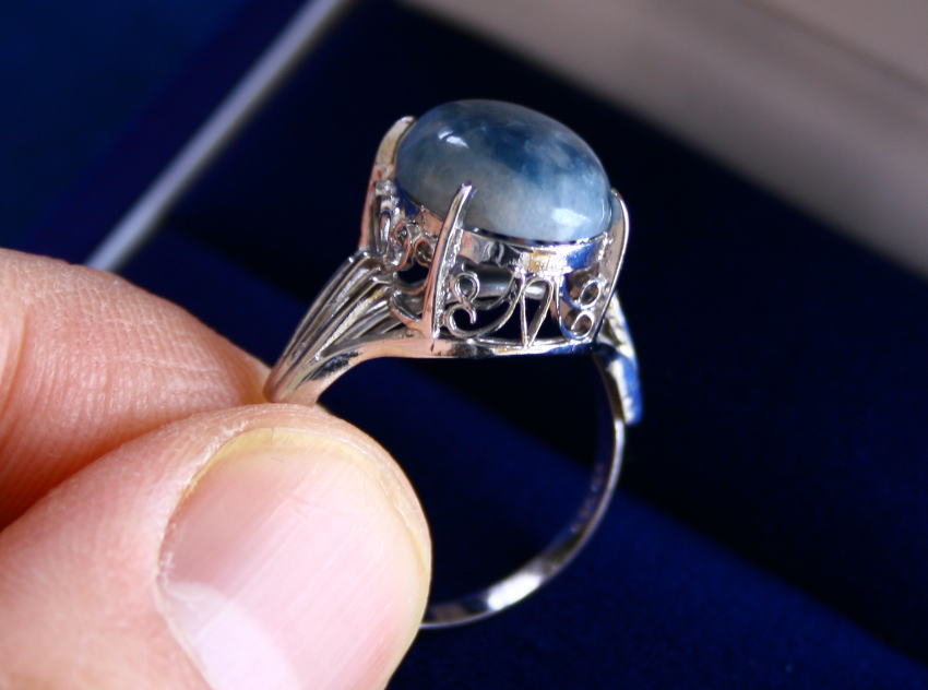 糸魚川翡翠 入コン沢 青 4ミリ リング 指輪 11号 ② 送料無料 楽天