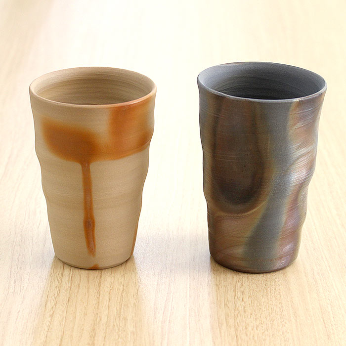 楽天市場】和食器 備前焼 ろくろ目 ビアグラス 250ml 高木純作 日本製